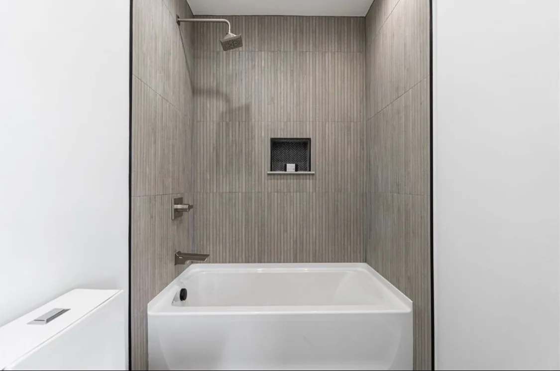 Tiled tub and shower combination in a Pittsburgh bathroom remodel